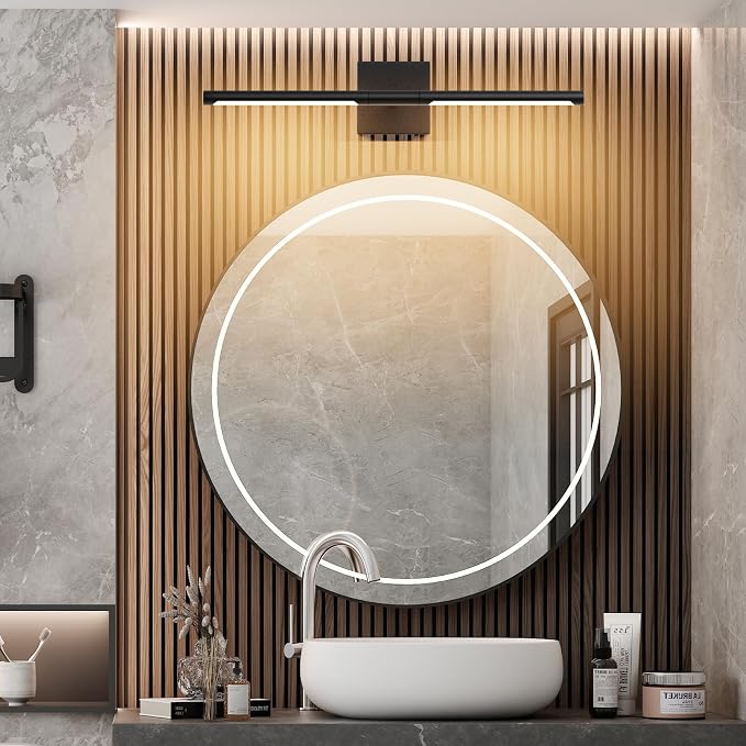 Tipace Hardwired Black Vanity Light Fixtures for Bathroom - 23.6 inch 360° Rotatable Modern Bathroom Light Fixture Over Mirror 5CCT LED Wall Sconce Lighting Fixture LED Vanity Lights Bar