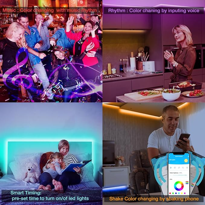 DAYBETTER Smart RGB Led Strip Lights, 50ft Led Lights for Bedroom with App Control, Multicolor Changing Led Light Strips Apply for Home Decor, Living Room, Kitchen, Home Party Decoration