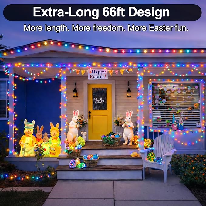 PJT 200 LED Hanging String Lights for Classroom – 66ft Plug in Pastel String Lights with 8 Modes, Colorful String Lights for Classroom Decor, Teacher Supplies, Bulletin Board, Wall Display