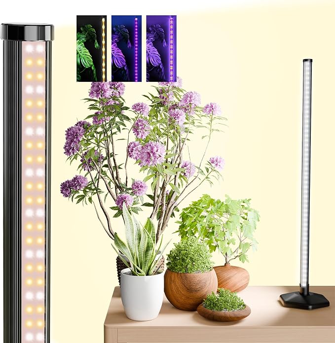 Plant Grow Lights with Timer, 72 LEDs Full Spectrum Grow Lights for Indoor Plants 23 Inch Desk Standing Grow Lights 3 Light Modes 5-Level Dimmable Auto On Off