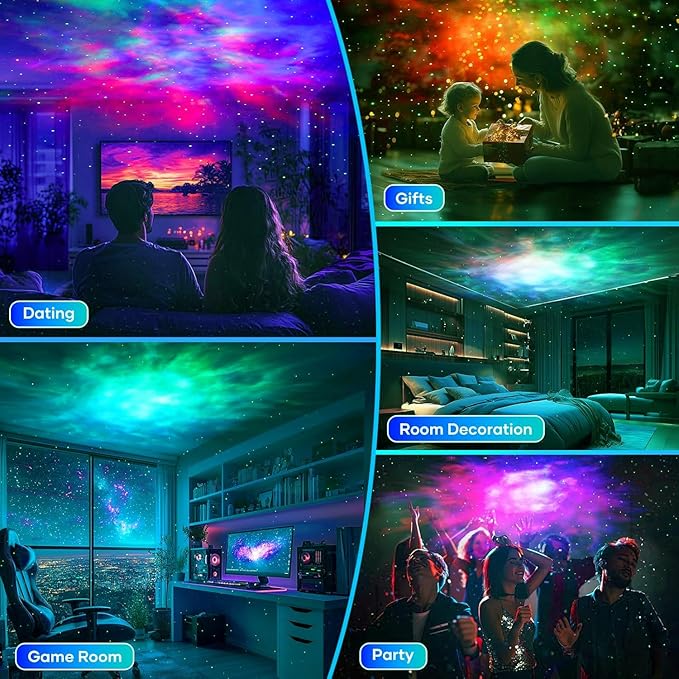 Galaxy Projector, Star Projector for Bedroom Full Ceiling Projected, Smart Control,Timer, Silent LED Night Light for Kids Adults Game Room Party Home Decor (Green Star+Remote)