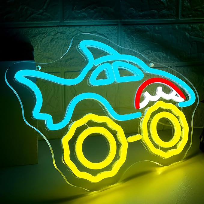Monster Truck Neon Sign for Wall Decor Dimmable Monster Truck Neon Light for Man Cave Birthday Car Gifts for Teen Boys Men Led Car Sign for Teen Boys Bedroom Game Room Decor Size 13.3* 9.4In(WZCP322)