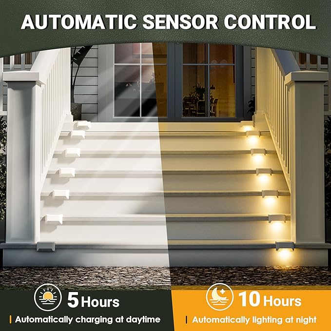 Solar Fence Lights Outdoor,Solar Step Lights Waterproof Led Lights for Outdoor Deck,Stairs, Fence, Patio,Yard,Porch and Balcony(12Pack,Warm White)