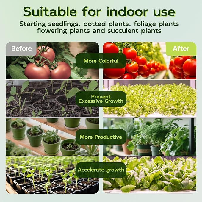 Hlite LED Grow Light 16 inch, Hanging Full Spectrum Linkable 2 Pack | Linkable Plant Grow Lights for Indoor Plants, Auto On/Off Timer, Seed Starting to Bloom, Plug and Hanging, Pinkish White