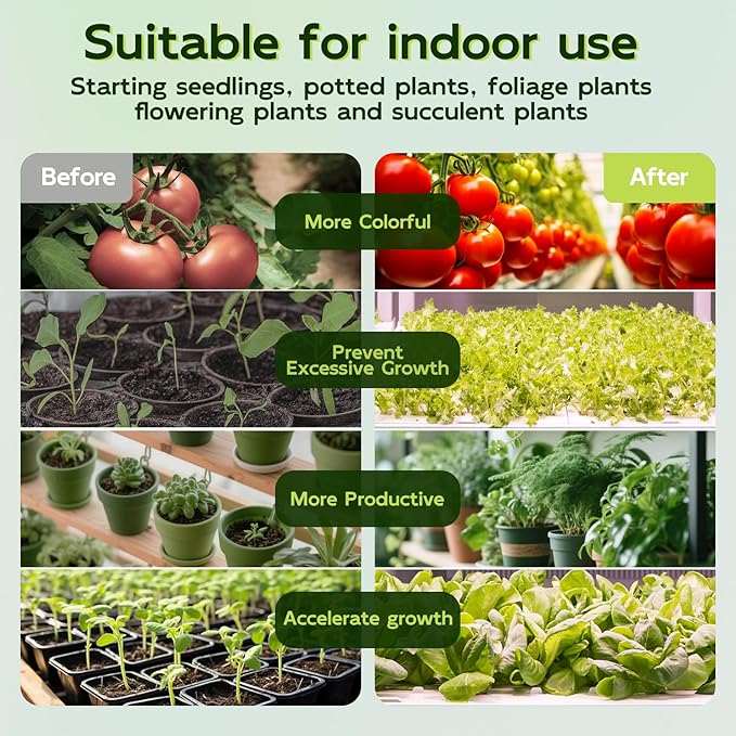 Hlite LED Grow Light 16 inch, Hanging Full Spectrum Linkable 4 Pack | Linkable Plant Grow Lights for Indoor Plants, Plug and Hanging with On/Off Switch, Seedling to Flowering, White