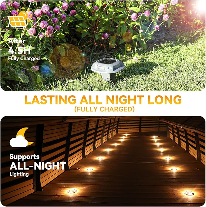 AGPTEK Solar Driveway Light 1 Pack, 2 Colors in 1 Outdoor Solar Deck Dock Marine Waterproof LED Driveway Marker Security Lights for Outside Pathway,Boat Dock,Step,Walkway,Path,Garden