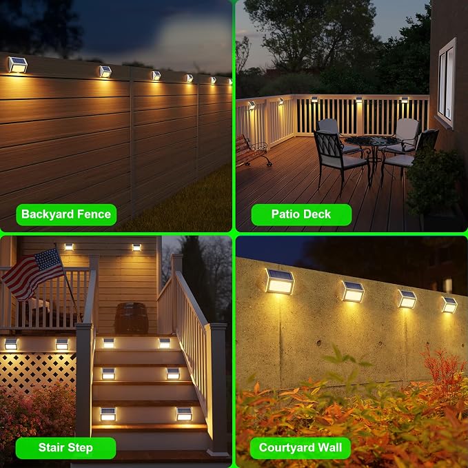 JSOT Solar Powered Lights Ideal for Step, Fence, Deck, Stair-Warm White-6P | Enhancing Atmosphere, Safety, Security, Visual Appeal and Accent Your Style