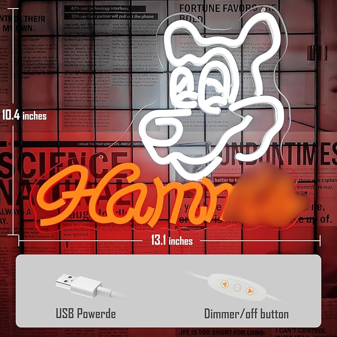 Hamms Beer Bear Neon Sign for Wall Decor Dimmable Hamm's Beer Light Neon Sign Led Bear Neon Light Signs for Beer Pub Club Home Bar, Man Cave