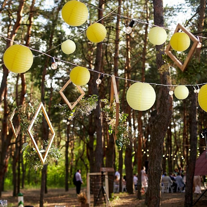 20Pcs Yellow Paper Lanterns Decorative, Hanging Lanterns for Bridal Shower | 6"8"10" Round Paper Lanterns Decorations for Baby Shower Engagement Wedding Engagement Birthday Rustic Party Home Decor
