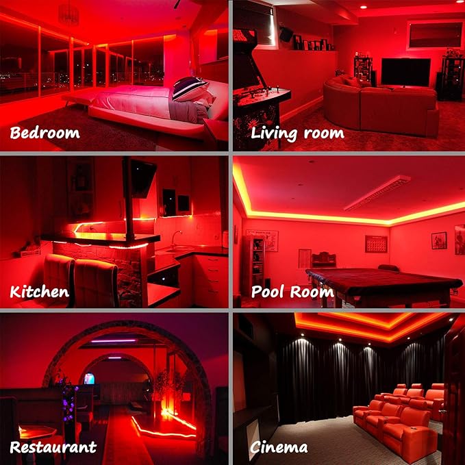 Rope Lights, 16Ft Waterproof Connectable Strip Lighting Red, Indoor Outdoor Mood Lighting for Home Christmas Holiday Garden Patio Party Decoration