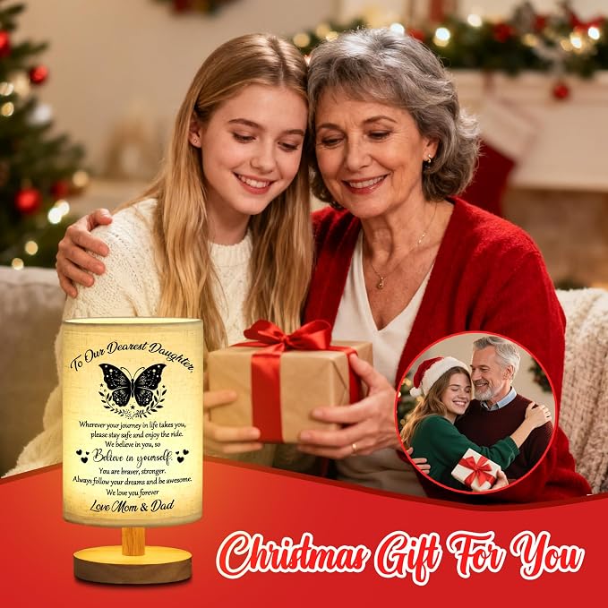WSYEAR Daughter Gifts from Mom Dad Table Lamp - Best Birthday Gifts for Daughter Wooden Desk Lamp - Christmas Mothers Day Graduation Gifts for Daughter