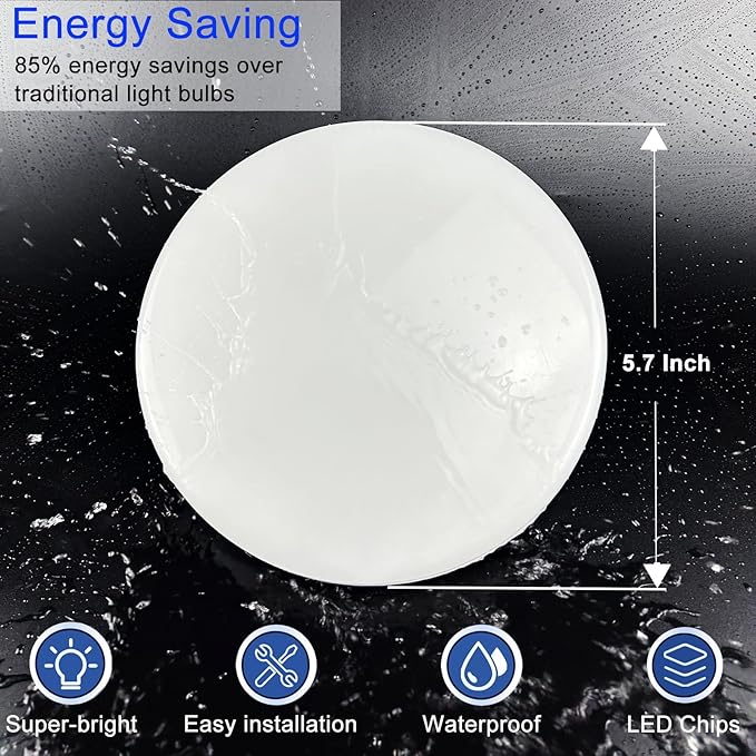 NCBCNB E27 UFO Garage Light Bulbs 195W Equivalent Efficient 30W 5.7Inch 2700LM, LED Light Bulbs, 6500K Daylight White Light E27/26 Standard Base, 50000 Hours Lifespan for Hallway Bedroom Home Garage