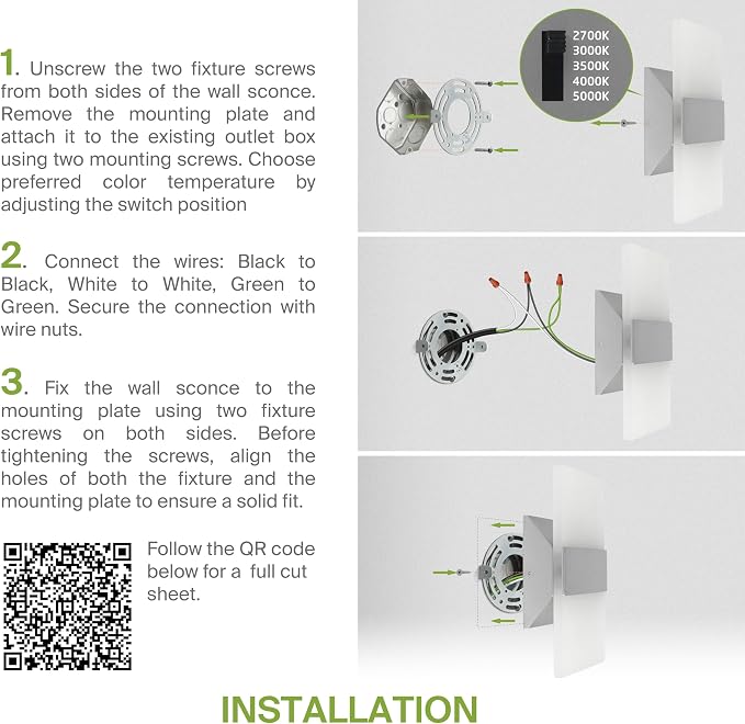 ASD 14 Inch Indoor LED Wall Sconce - 24W 2700K-5000K Dimmable Brushed Nickel Wall Sconce Lights for Living Room, Bedroom, Bathroom, Hallway - Modern Wall Sconces Hardwired, ETL Interior Light Set of 2