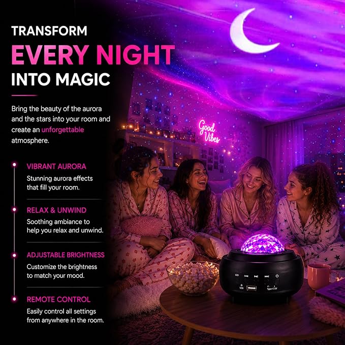 Galaxy Star Projector Light, 3-in-1 Galaxy Projector with Bluetooth Speaker, Northern Lights Aurora Projector Night Light for Kids Adults, Starry Night Light for Bedroom Gaming Room Home Office Decor