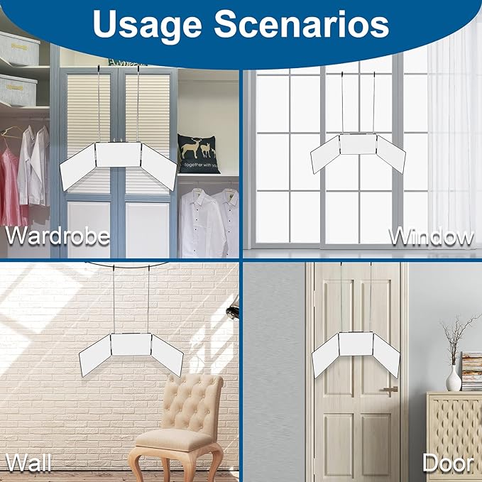3 Way Mirror for Self Hair Cutting,360 Haircuts Men for Barber Use Tools,to See Back of Head,Tri Fold Mirror with Portable Height Adjustable Telescoping Hooks