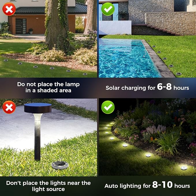 Mini Solar Ground Lights, 4 Pack Flat Solar Disc Lights Outdoor Waterproof, 2.3 Inch Small Solar Garden Lights Landscape Lighting for Outside Pathway Garden Yard Lawn Walkway,Cool White