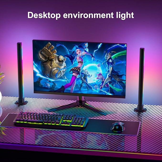 MIHEAL 16.53" RGB Light Bar, Music Sync RGB LED Lights Bar, USB Powered Mood Lighting, Remote Control Color Changing Gaming TV Backlight, 8 Dynamic Modes for PC Room Monitor Desk