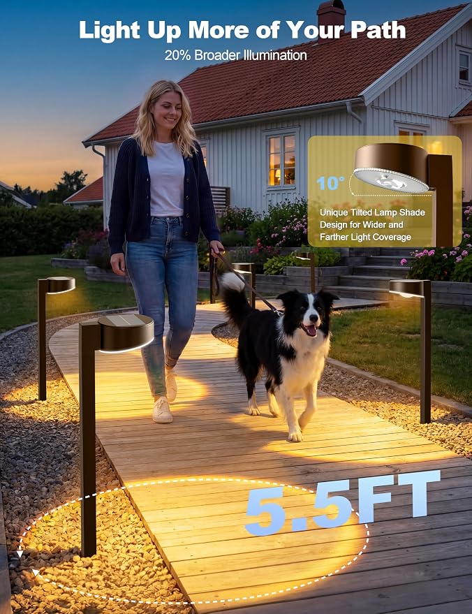 VOLISUN Solar Pathway Lights Outdoor, 12 Pack Solar Powered Garden Lights Waterproof, Decor Landscape Lighting for Yard, Lawn, Walkway, Driveway, Brown