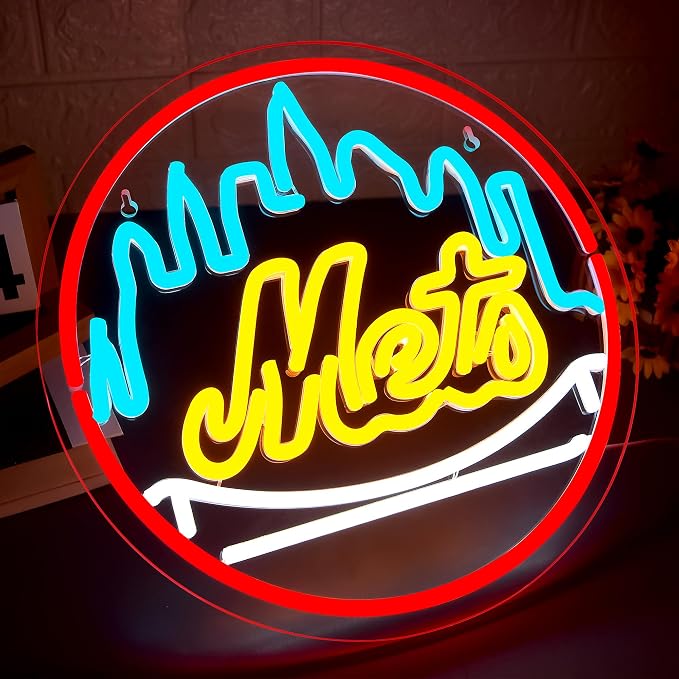 Baseball Neon Sign for Wall Decor NY Baseball Team Neon Light for Man Cave | Dimmable Led Neon,Fans Birthday Baseball Gifts,5V USB Powered, Men's Bedroom,Sport Bar Decor,Club,Garage Wall Art,13.5*13.5in