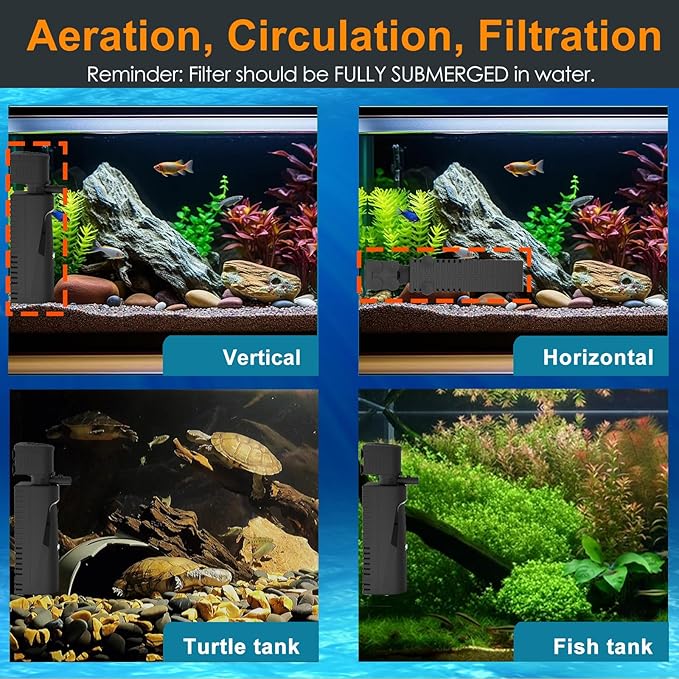 AquaMiracle Aquarium Filter with U - V Light & Pre-Filter Sponge, Fish Tank Filter with Timer for Green Water, Green Clean Machine Turtle Filter with Aeration for Aquarium and Pond 40-120 Gallon