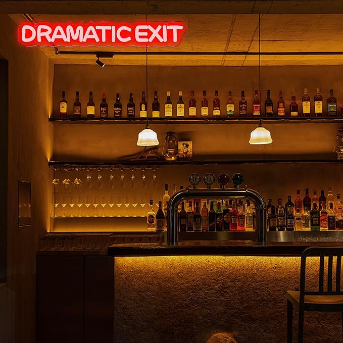 Allball Dramatic Exit Neon Sign,USB Powered Theater LED Neon Light Cinema Decor, for Office Game Room Movie Theate Dramatic Room Movieroom Sign(15.7 * 2.3 In)