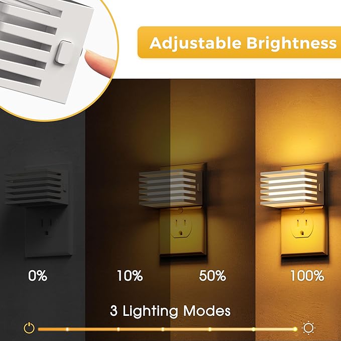 L LOHAS LED Night Lights Plug into Wall, 2 Pack Modern Night Light with Dusk to Dawn Sensor, Dimmable Plug in Night Light, Adjustable Brightness, 2000K Amber for Bedroom Bathroom Hallway