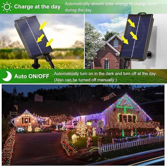 Vigdur 66FT Solar Rope Lights Outdoor - 200 LEDs Multicolor Rope Lights Outdoor Waterproof with Remote & Timer & 8 Lighting Modes, Solar Trampoline Light for Pool Tree Garden Yard Home Camping