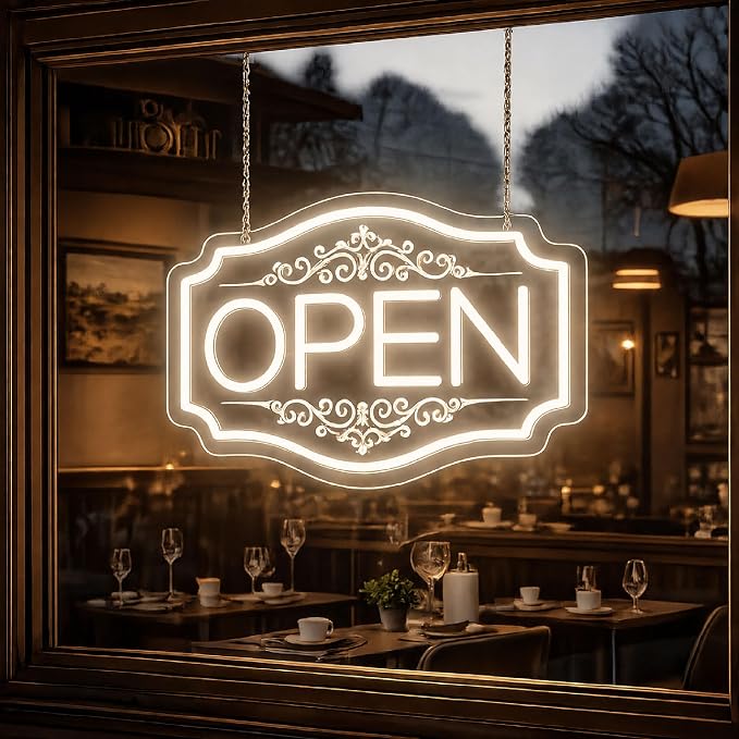 Open Sign for Business, LED Open Neon Sign USB Powered | 16.5" x 10.5" Open Neon Sign for Store, Hotel, Restaurant, Cafe, Bar and Party Decor