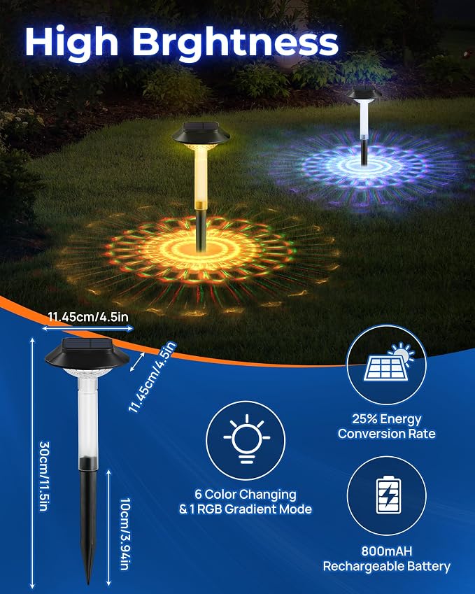 ALEPOD Solar Pathway Lights Outdoor 8 Pack, 7 Lighting Modes Solar Lights Outdoor Waterproof IP68, Landscape Lighting for Yard Pathway Backyard Lawn