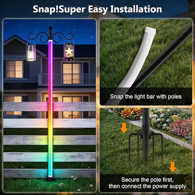 AILBTON 2-Pack 6.6FT RGB+IC Neon Ambient Light for Poles,Outdoor Clip-on Chasing Effect Lighting, Waterproof Neon Atmosphere Lights for Patio Outdoor Living Camping Party