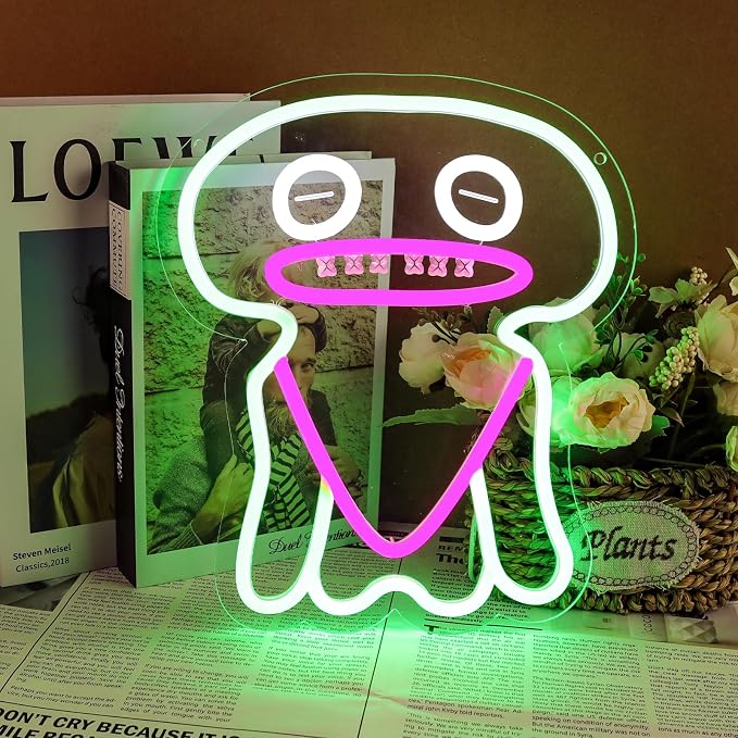 Ugly-Cute Green Monster Neon Sign with Pink Swim Trunks USB Powered LED Neon Light for Bedroom Wall Decor for Fans Adults Birthday Gift Holiday Vacation Decor Gift