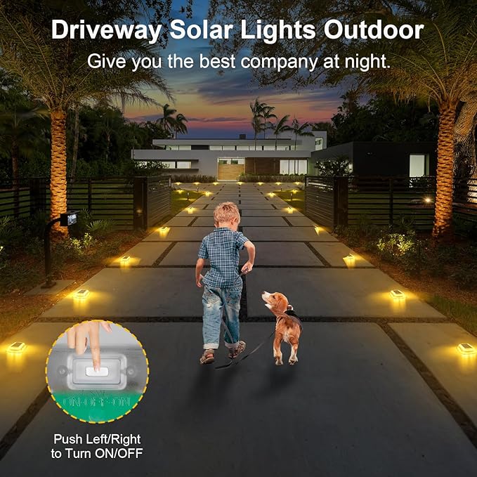 T-SUN Solar Deck Lights Outdoor Waterproof, Deck Lights Solar Powered, Driveway Marker Light for Fence Front Door, Step, Stair, Garden, Sidewalk, Pathway, Dock Porch, Backyard (Warm White, 8 Packs)