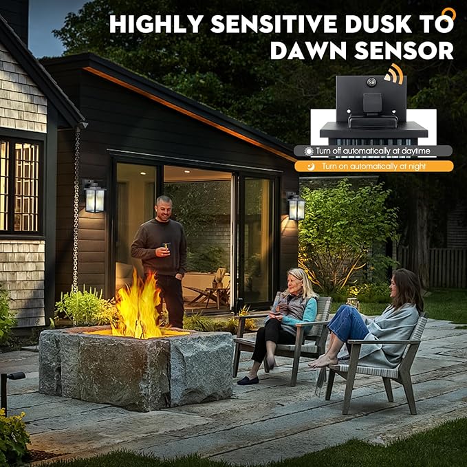 Dusk to Dawn Outdoor Lighting, Waterproof Outdoor Porch Light with Tempered Glass, Outdoor Light Fixture for House Exterior Front Door Garage Patio