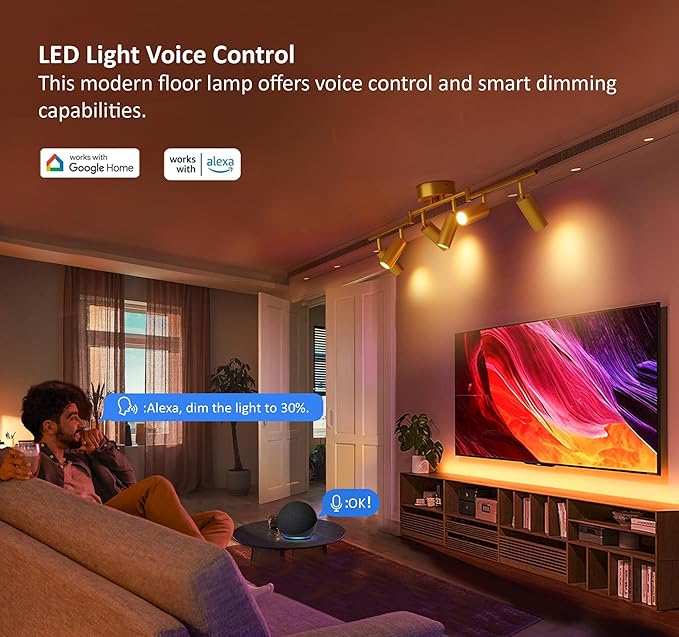 6 Light Heads Gold Track Lighting Kit, 36W CCT 2700K-6000K & Brightness Dimming, Modern LED Ceiling Light Fixture with Flexible Rotatable Heads, APP/Remote/Alexa Control, Gold Kitchen Light Fixture