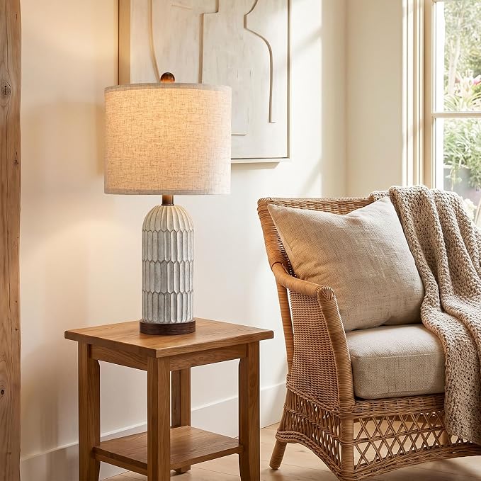 22" Bedside Table Lamps Set of 2, Farmhouse Lamp with USB,Dark Brown | Vintage Nightstand Lamp for Bedroom, Retro Design, Home decor for living Room, Nursery, Home Office, End Side table, Hallway