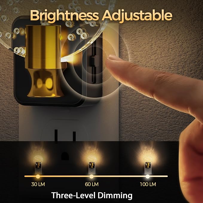 LED Night Light, Decorative Bubble Night Light Plug Into Wall | Dusk-to-Dawn Sensor, Dimmable Nightlights for Bathroom Hallway, Bedroom,Kids Room,Stairway, Soft White