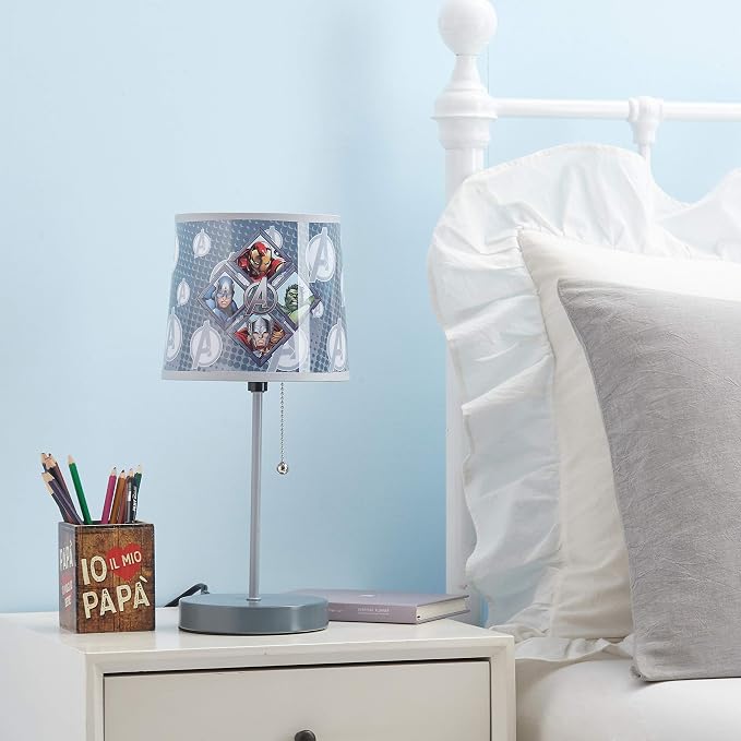 Avengers Stick Table Kids Lamp with Pull Chain, Themed Printed Decorative Shade,Metal