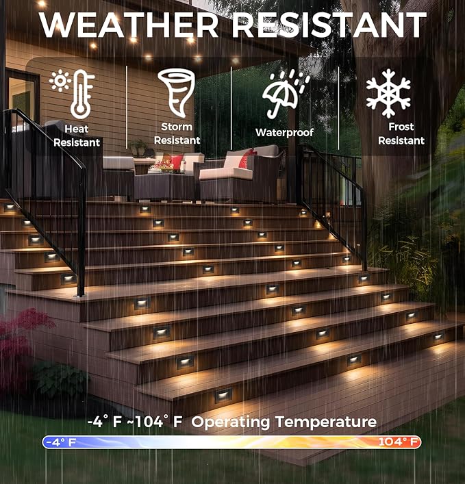 CLOUDY BAY Dimmable Upgraded 3 Color 120V LED Indoor Outdoor Step Light,3000K/4000K/5000K 3W 55lm,Stair Light,Metal Black,6 Pack