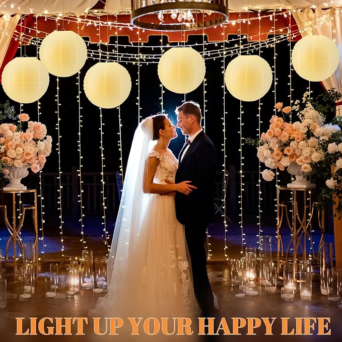 Glooglitter 5 Pcs 20 Inch Large White Paper Lanterns Gaint Chinese Moon Round Paper Lamp Japanese Jumbo Hanging Lanterns for Wedding Graduation Bridal Shower Birthday Party Supplies Decoration