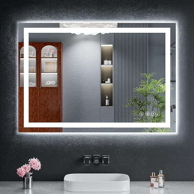 28"x40" LED Bathroom Mirror with Lights, Anti-Fog, Backlit+Frontlit | CRI 95, Stepless Dimmable, 3 Colors Lighting, Shatterproof Tempered Glass, HD Reflection, Memory, (Horizontal/Vertical)
