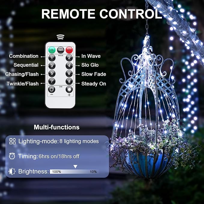 JMEXSUSS 2 Pack Fairy Lights Battery Operated, Total 400 LED 132ft, White | Fairy String Lights with Remote, Outdoor Waterproof, 8 Modes Twinkle Lights for Bedroom Classroom Party Tree Wall Patio Decor
