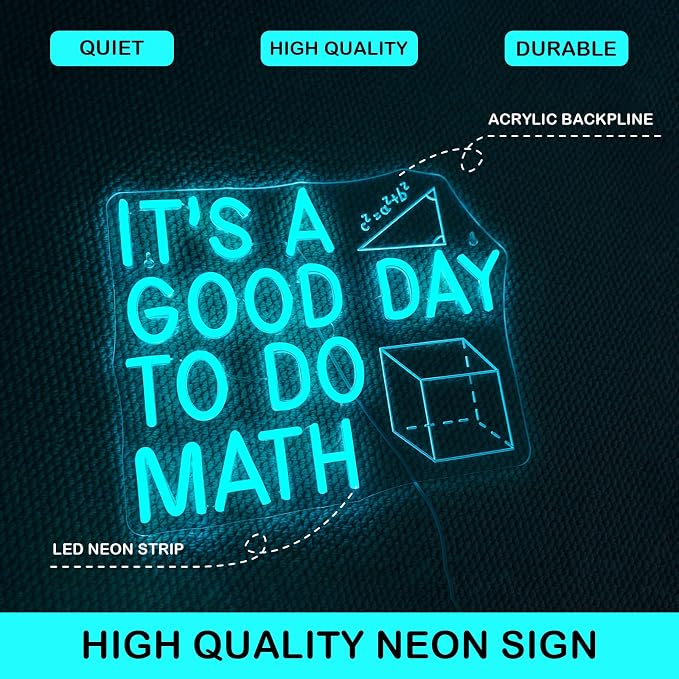 Horseneon It's a Good Day to Do Math Neon Sign Colorful LED Wall Decor for Classroom Math Teacher Gift Home Office or Study Room Fun and Inspirational Math-Themed Neon Light