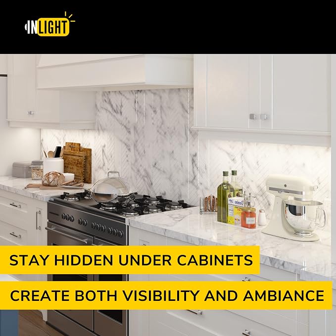 GETINLIGHT 30-Inch Hardwired Only LED Under Cabinet Light, 5-CCT Selectable | Choose from 2700K, 3000K, 4000K, 5000K, or 6000K. Dimmable with a matte white finish. ETL Listed. Model: IN-0201-14-WH-5C