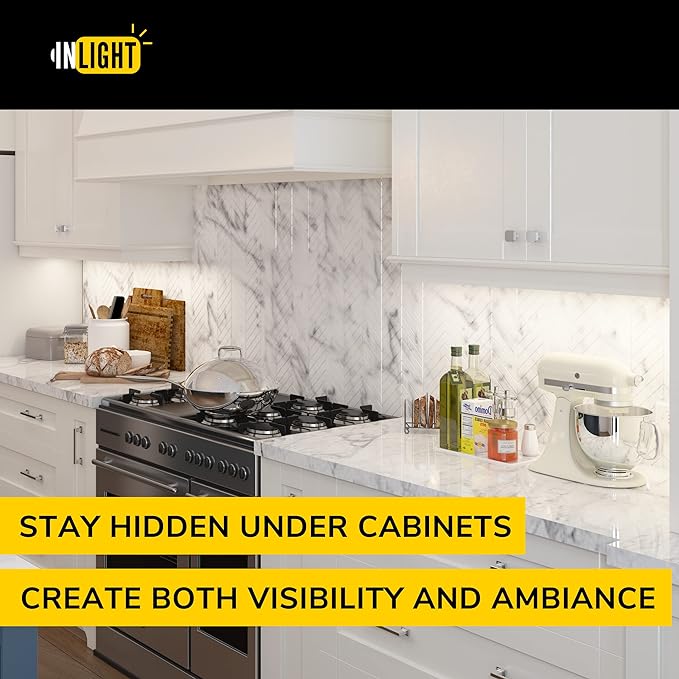 GETINLIGHT 24-Inch Hardwired Only LED Under Cabinet Light, 5-CCT Selectable | Choose from 2700K, 3000K, 4000K, 5000K, or 6000K. Dimmable with a matte white finish. ETL Listed. Model: IN-0201-13-WH-5C