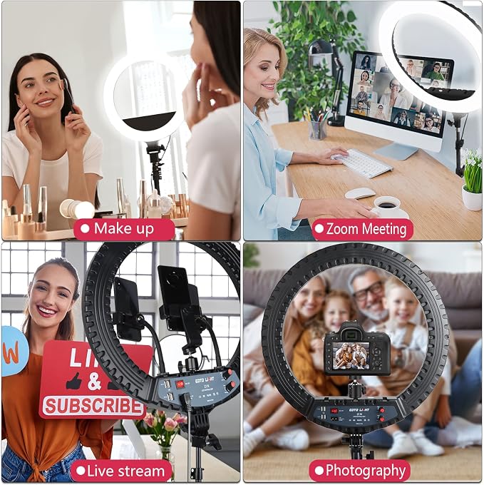 21 inch LED Ring Light with Tripod Stand, Video Ring Light for Selfie Photography Vlog Recording Conference Meeting Studio Portrait YouTube TikTok Makeup with Carrying Bag and Remote Control, CRI>97