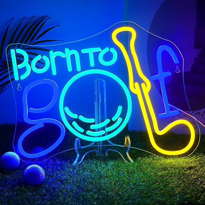 NOSUN Born to Golf Neon Sign Golf Neon Signs for Wall Decor LED Sign Colorful Neon Light Sign Neon Lights with Dimmable Encourage Light for Bedroom Bar Club Apartment Home Party Decor