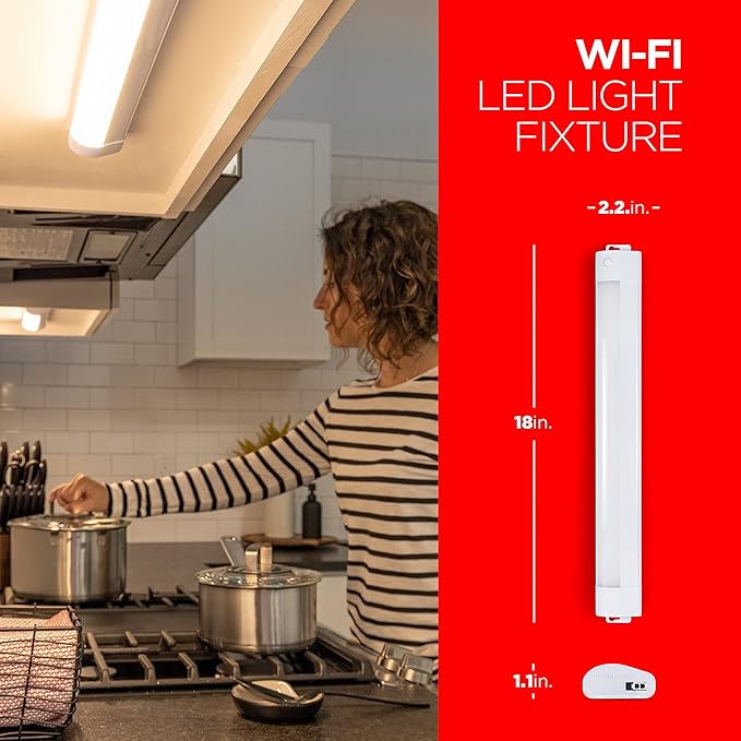 UltraPro 18 inch Smart Plug-in Linkable Under Cabinet Lights, Dimmable, Warm White Light (2700K), Wi-Fi App Controlled, Timer, LED Under Cabinet Lighting, Under Counter Lights for Kitchen, 57050
