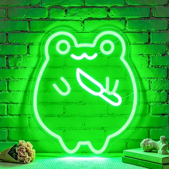Frog Neon Sign Led Sign Neon Signs for Wall Decor Neon Lights | Frog Led Light Up Sign, Green Game Room Decor, Boys Gift, Party, Wall Decor, 5V USB Powered