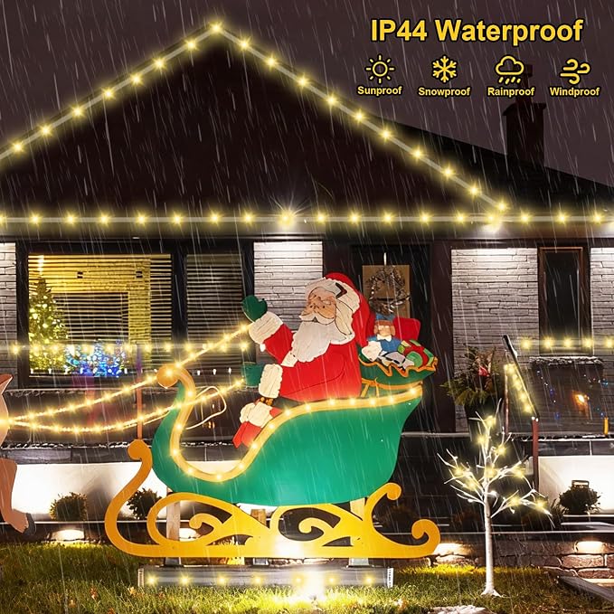 QITONG Solar Rope Lights Outdoor Waterproof, 66ft 200 LED String Lights, 8 Modes Fairy Lights in Clear Thin Tube (Warm White)