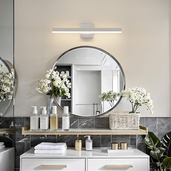 Nickel Bathroom Vanity Light Fixture 23.6'' 20W Dimmable 5CCT LED Hardwired | Bathroom Light Fixture Over Mirror, Bathroom Wall Sconce, Rust-resistant, ETL Certificated, 2700K/3000K/3500K/4000K/5000K